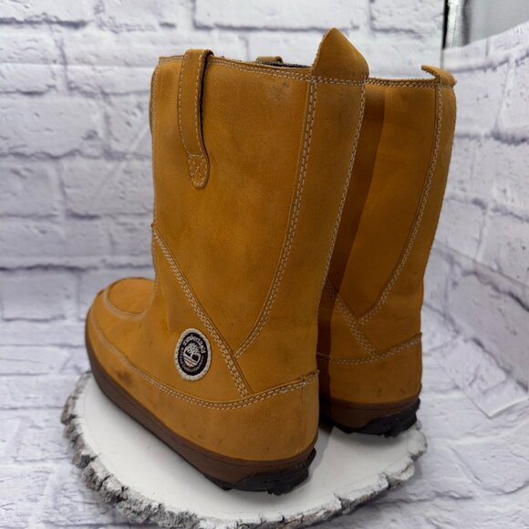 Timberland Mukluk Boots Women 8.5 Fur Lined Pull On Winter Boot Tan Suede Y2K - Picture 5 of 10